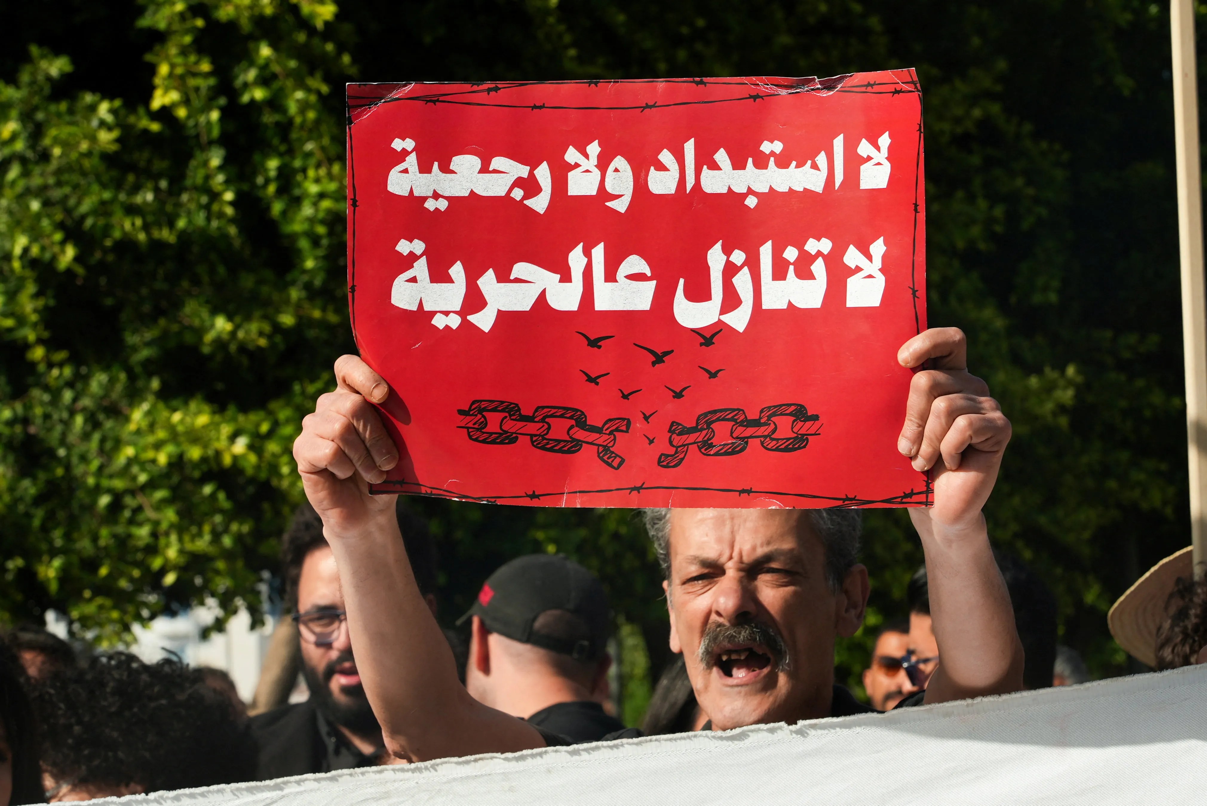 متظاهرون في تونس ضد الاستبداد والحكم الفردي