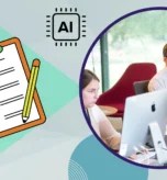 Illustration and office team representing a data annotation service level agreement (SLA) with AI quality standards and performance management.
