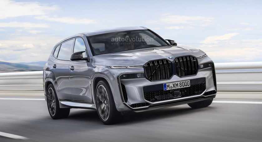 2023 BMW X8 M Crossover SUV Rendered Look front side view