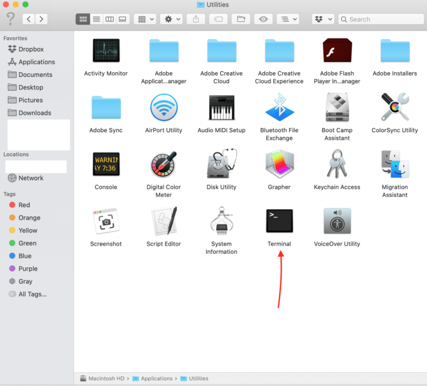 Terminal application in Finder on a Mac (Photo by AZ World News)
