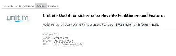 Unit M Sicherheitsmodul für den OXID eShop