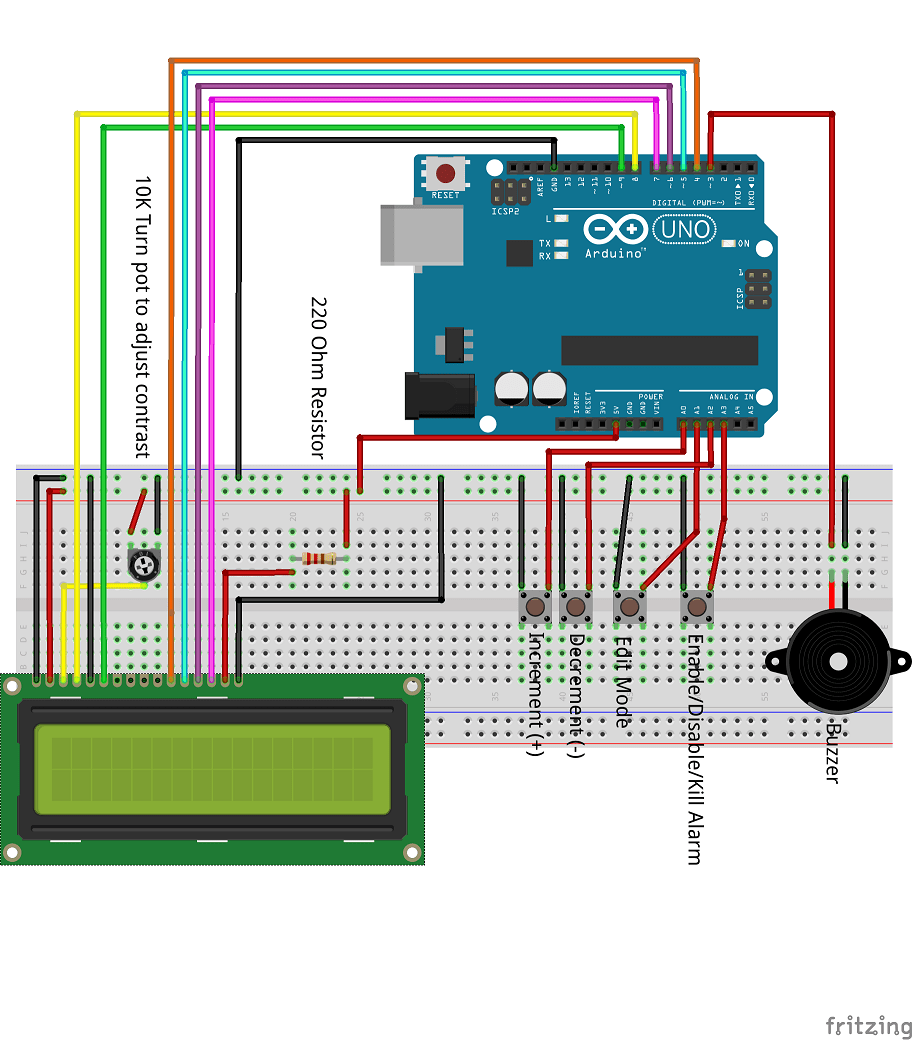 Alarm Clock Using Arduino Circuit Diagram