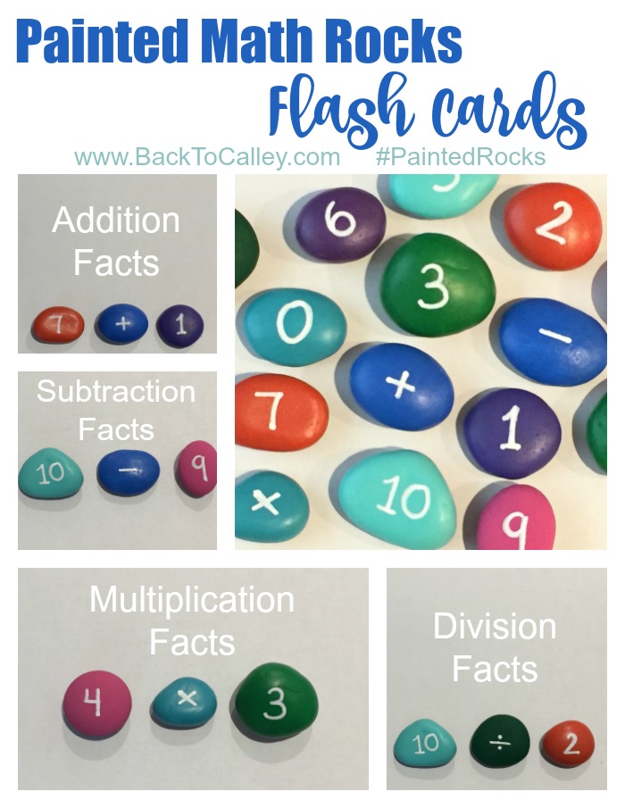Painted Math Rocks Flash Cards