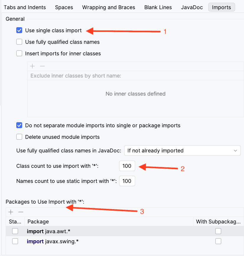 Disable wildcard import in intellij