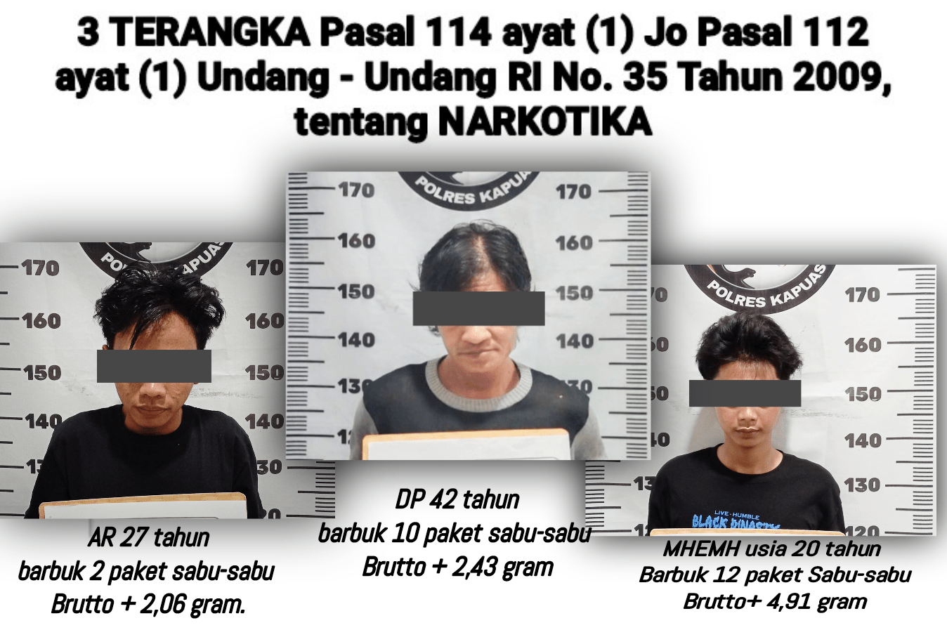 MANTAAB…! Diduga Pengedar Sabu-Sabu Tiga Pria Diciduk TKP Berbenda