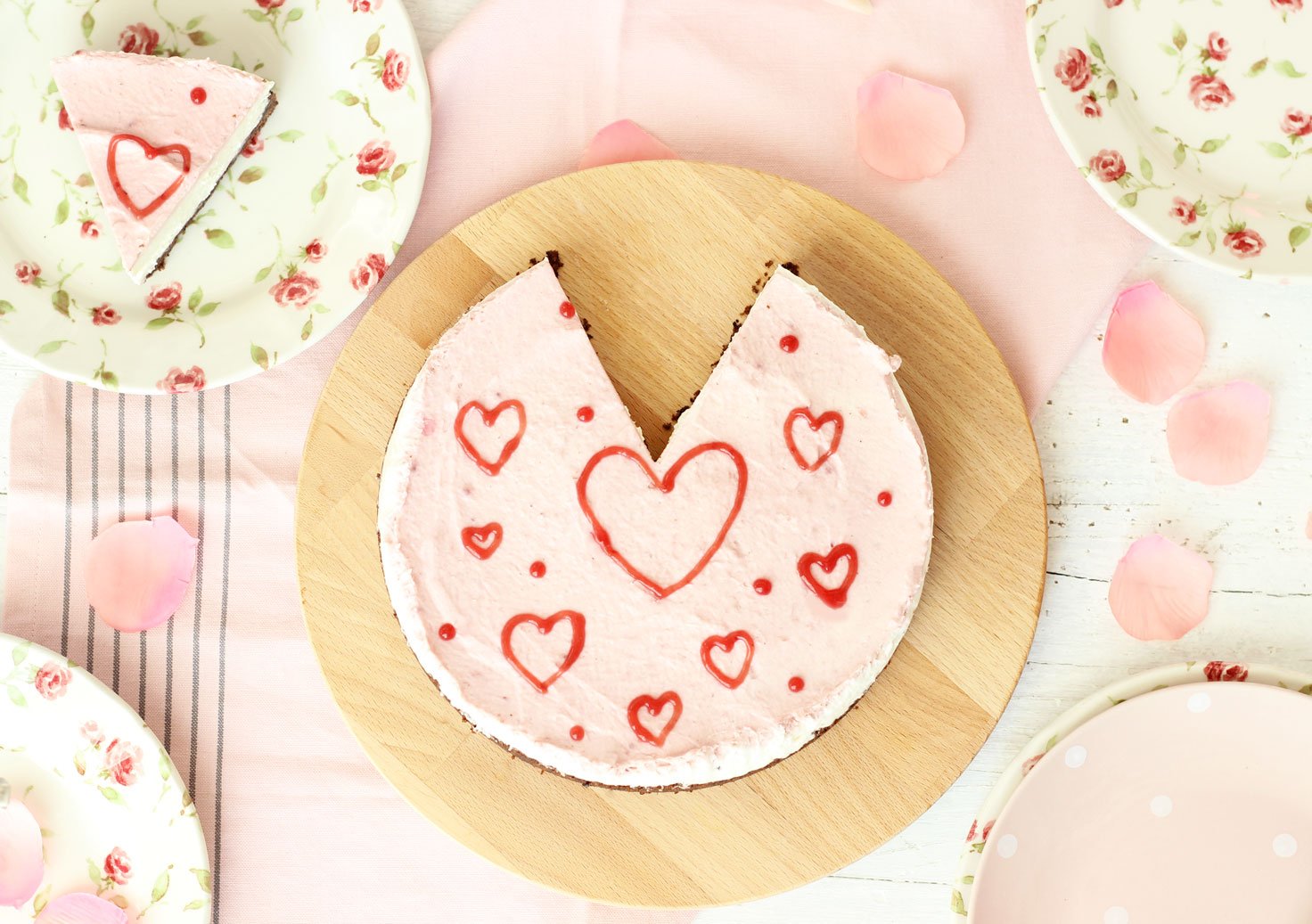 Cheesecake senza cottura di San Valentino