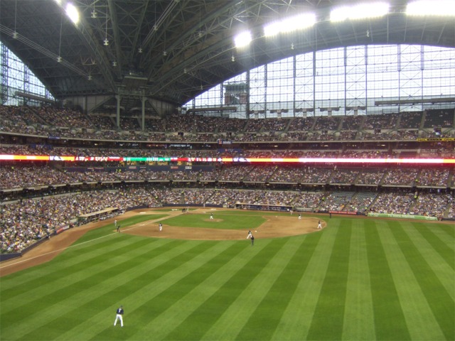 The name of the mlb ballpark is from the miller brewing company . Miller Park, Milwaukee Brewers ballpark - Ballparks of