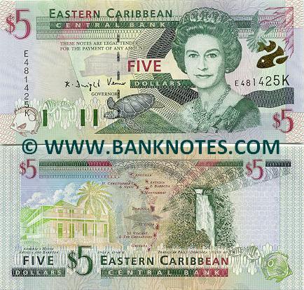 St. kitts & nevis 5 dollars 2000