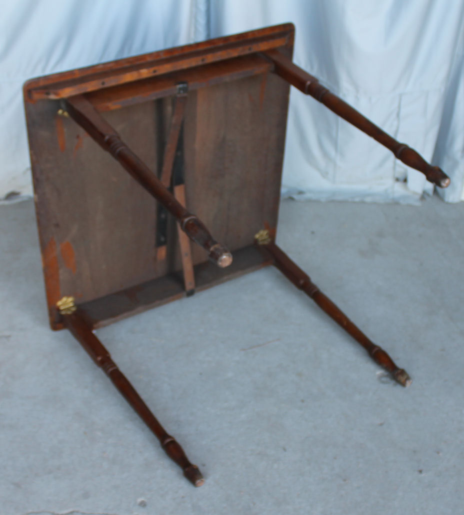 I was asked by a friend at work to make a desk for his son, all that was required was that it had a space for his xbox and it was cheap! Bargain John's Antiques | Oak Folding Leg Game Table