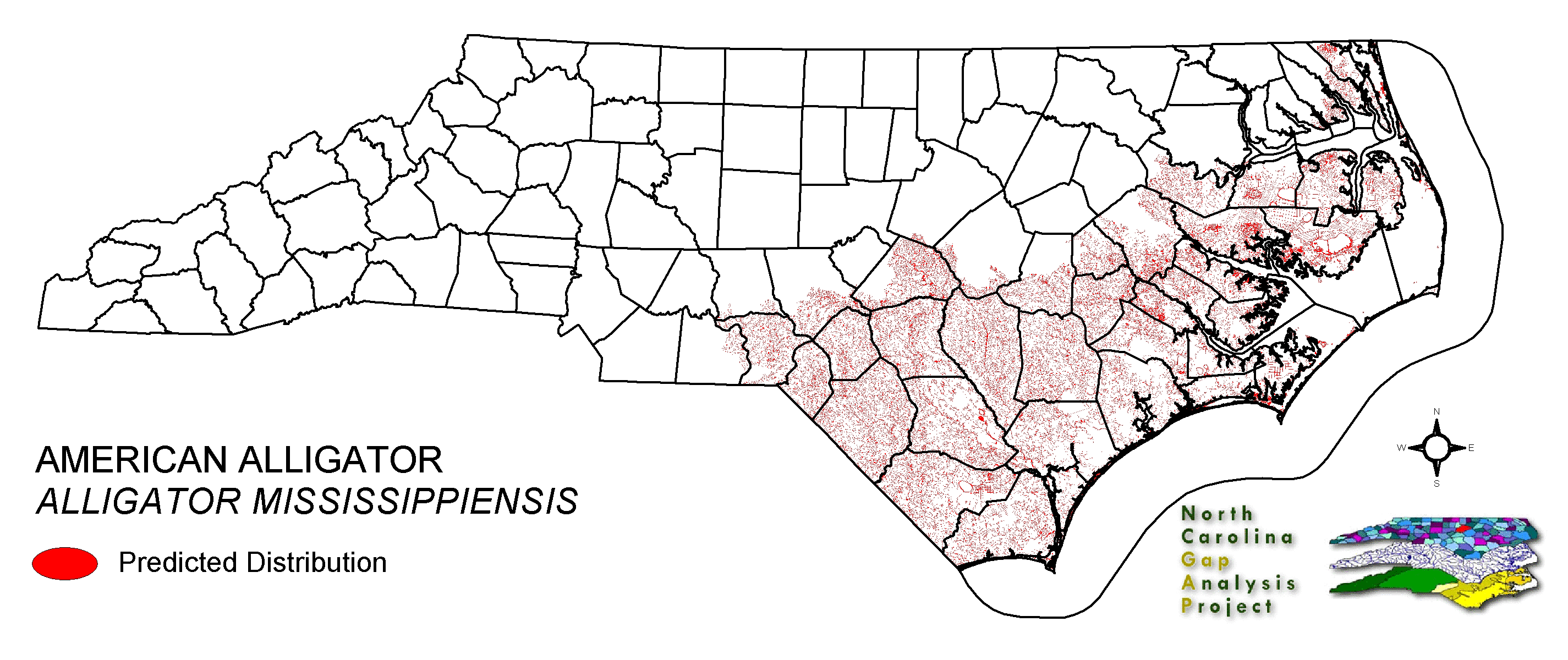 American Alligator Habitat Map Dist ARABA01010 