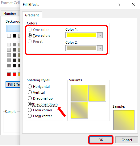 Guide to Split Cells Diagonally, Fill Half Color in Excel
