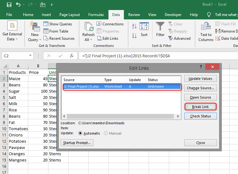 Break Links That Won t Break In Excel Solved Method 