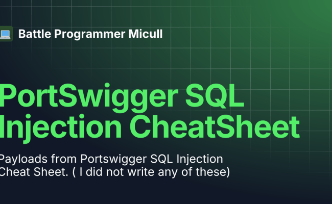 PortSwigger SQL Injection CheatSheet | Battle Programmer Micull