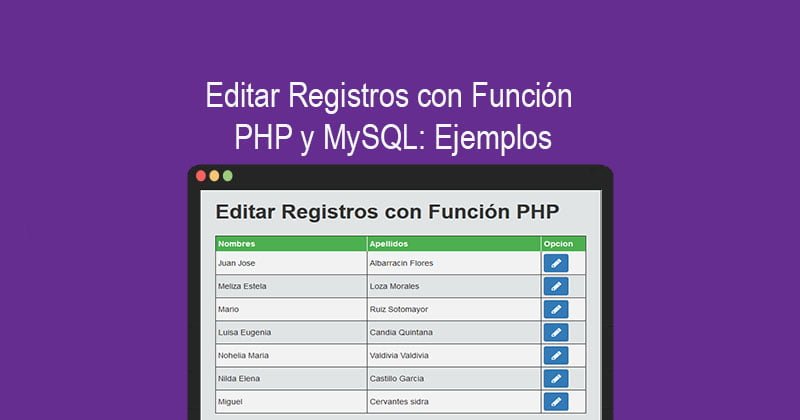 Editar Registros con Función PHP y MySQL: Ejemplos » BaulPHP
