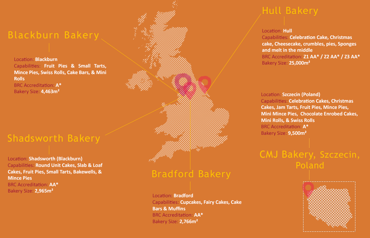 Map of BBF Bakeries