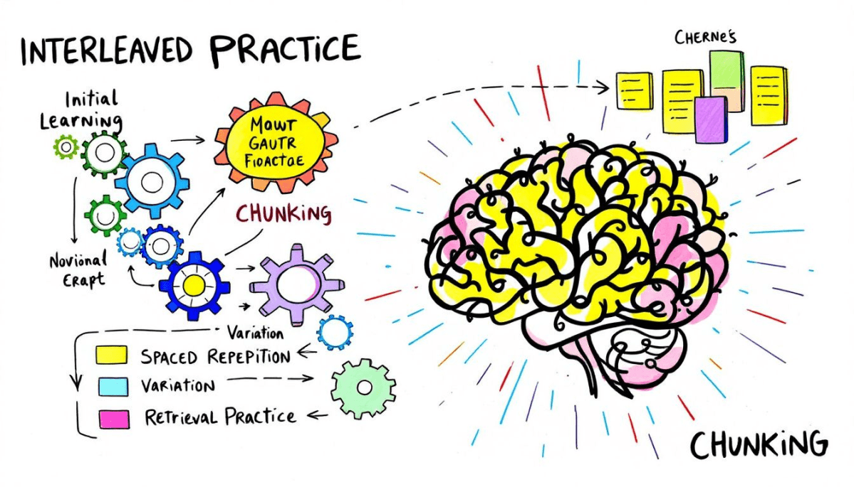 An illustration representing interleaved practice in learning.