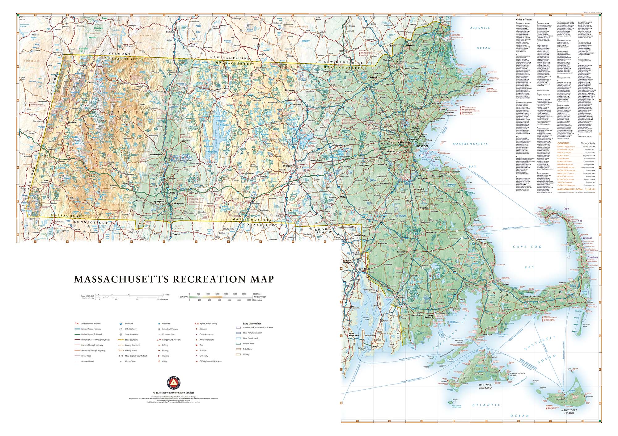 Recreation Wall Map Recreation Atlases Maps Of The MA Wall Map Web 