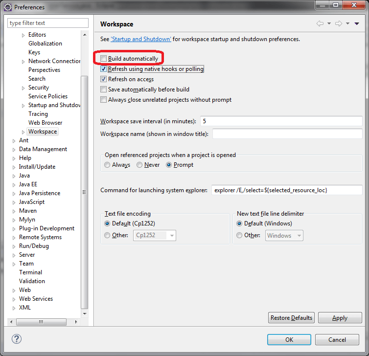 Eclipse IDE How to build Java project automatically