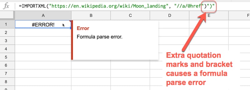 A parse error can also be encountered with a spreadsheet formula if the formula is not formatted correctly. Formula Parse Errors In Google Sheets And How To Fix Them