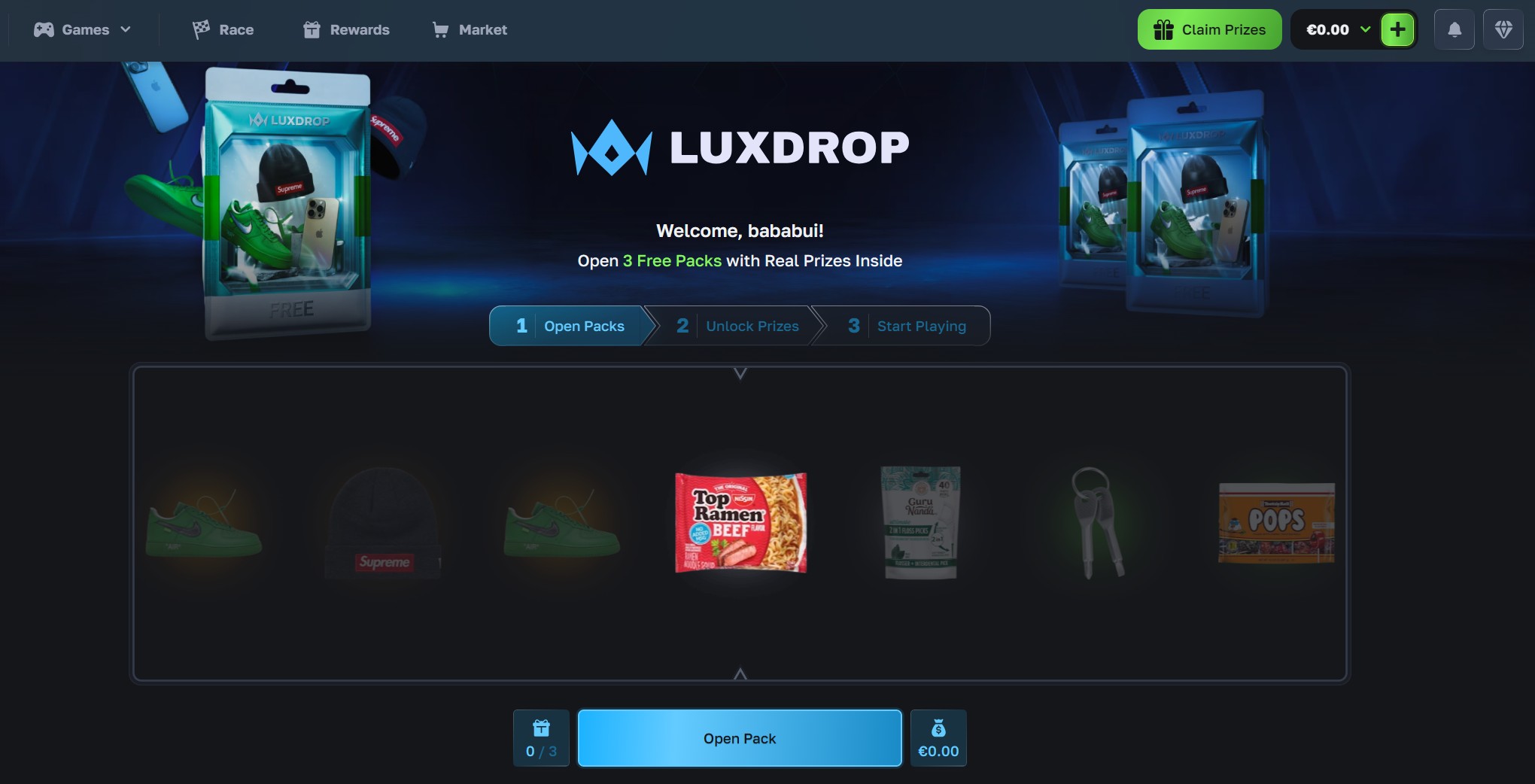 3 free packs upon sign up