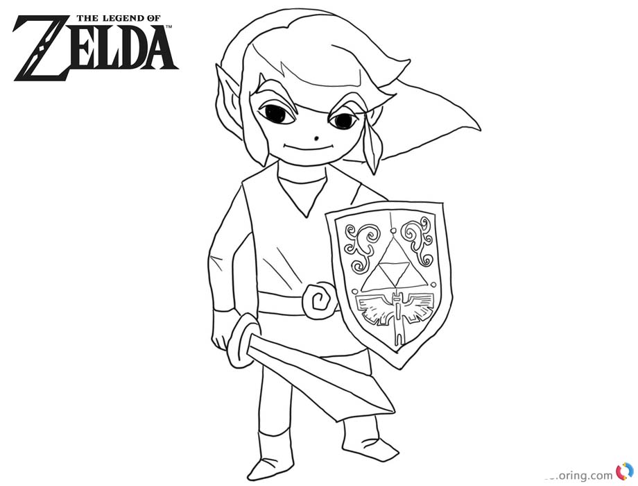 chibi link from legend of zelda to coloring pages free