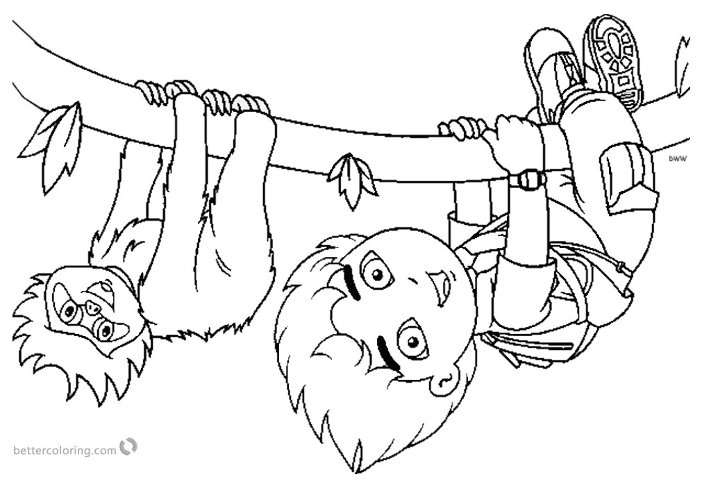 sloth coloring pages go diego go free printable coloring