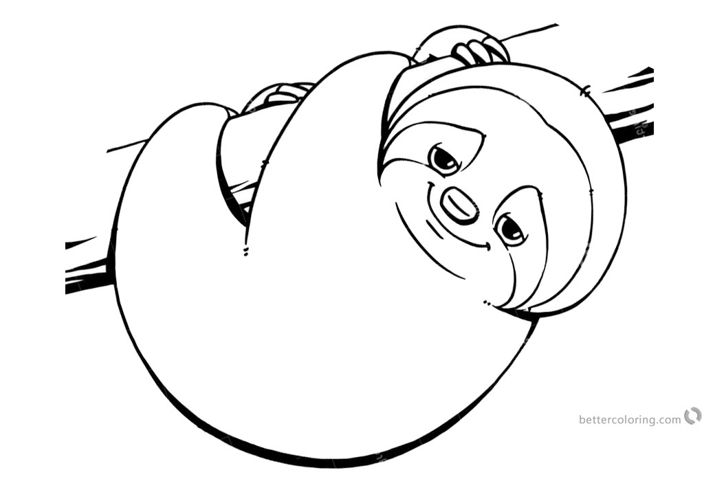 sloth coloring pages line art free printable coloring pages