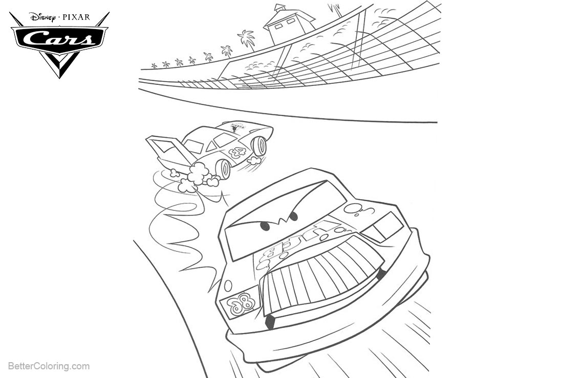 Cars pixar coloring pages lightning mcqueen racing