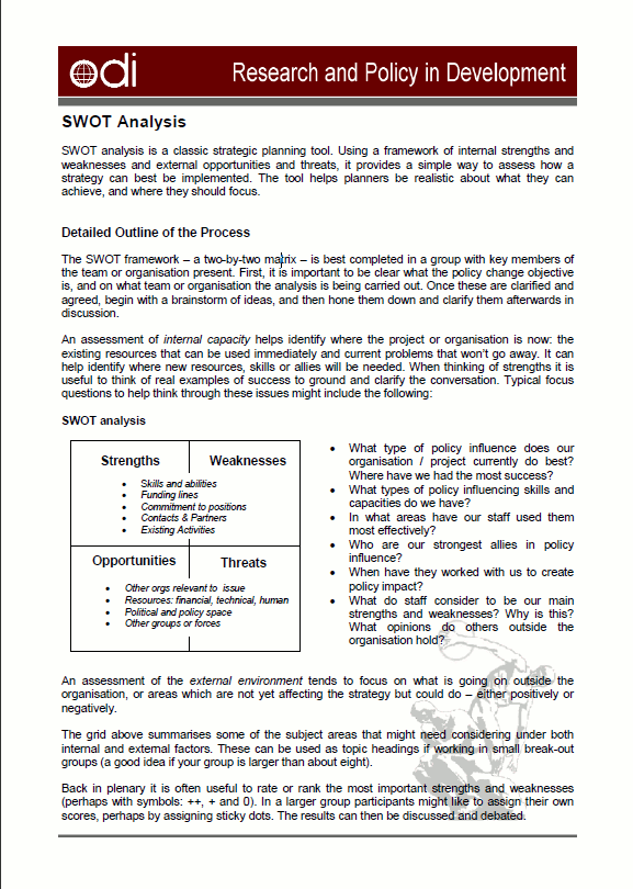Swot Analysis Better Evaluation
