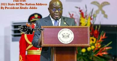 Full text of 2021 State of the Nation Address by President Nana Addo Dankwa Akufo-Addo to 8th Parliament of Ghana.