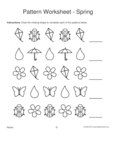 This is such a fun and colorful (and simple!) way to work on patterns, and if your kids are anything like mine, they will enjoy the ability to choose their own . Pattern Worksheets Spring Shapes