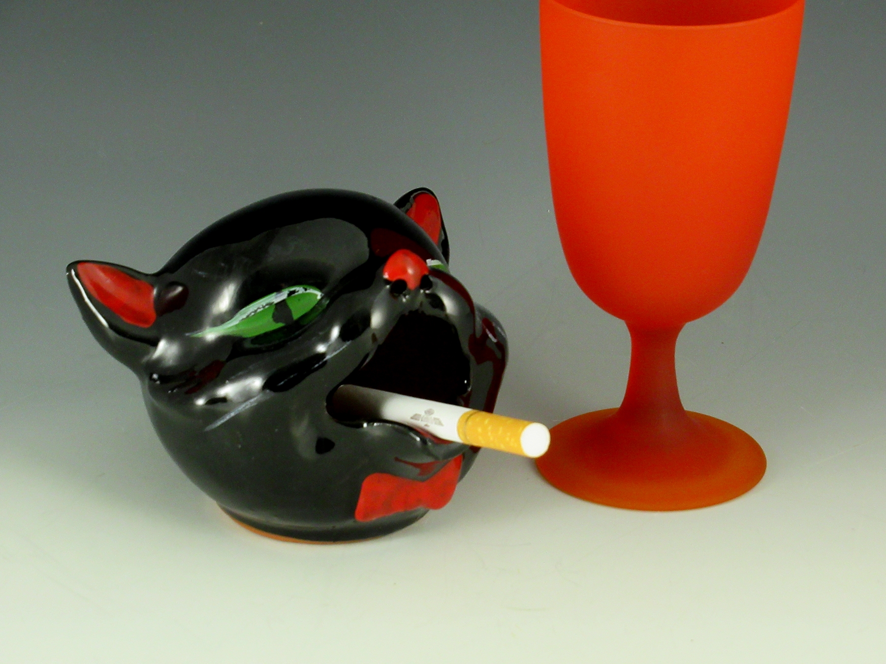 Vintage Cat Ashtray Glazed Redware - Image 2