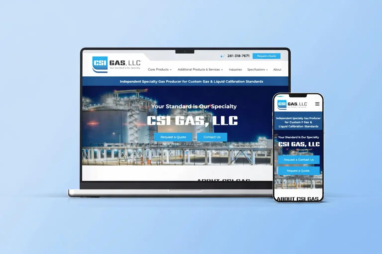 CSI Gas Website Redesign on Laptop and Mobile Screens