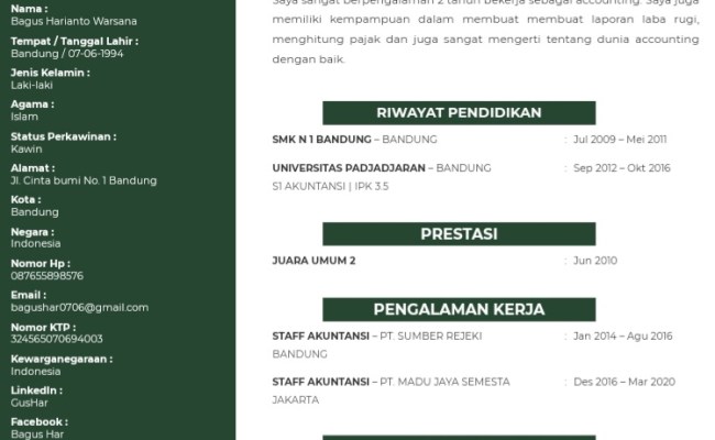 7 Contoh Cv Lamaran Kerja Kreatif Dan Menarik 100 Dilirik Hrd Cute766