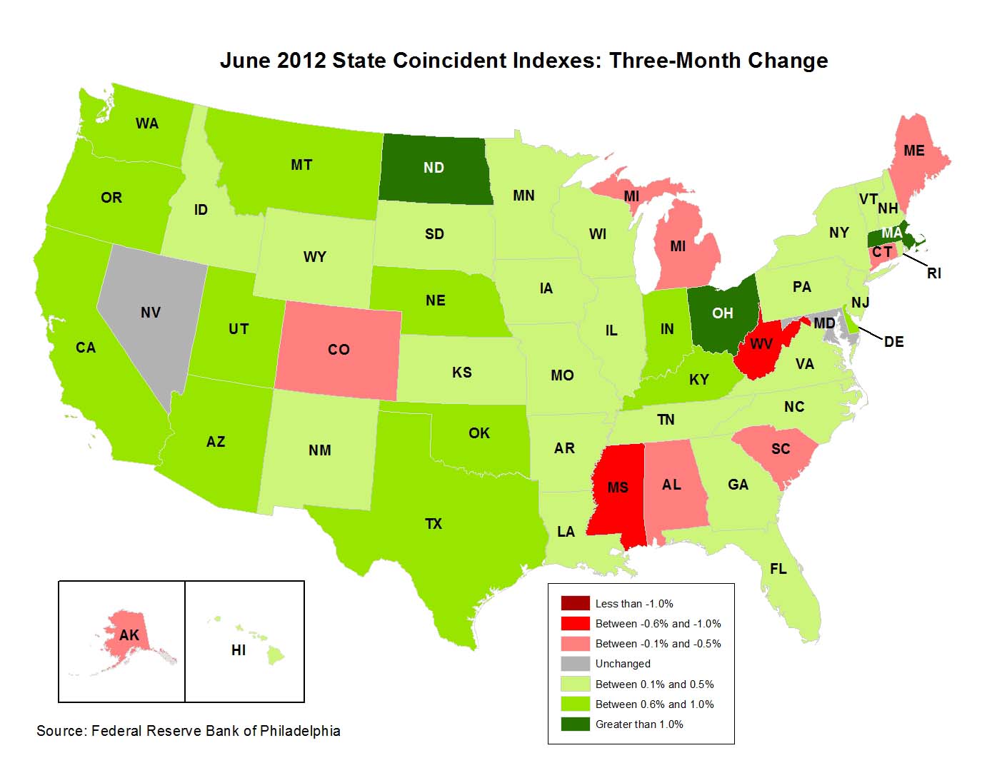 Philadelphia Fed: 20 states with stagnant or weakening economies ...