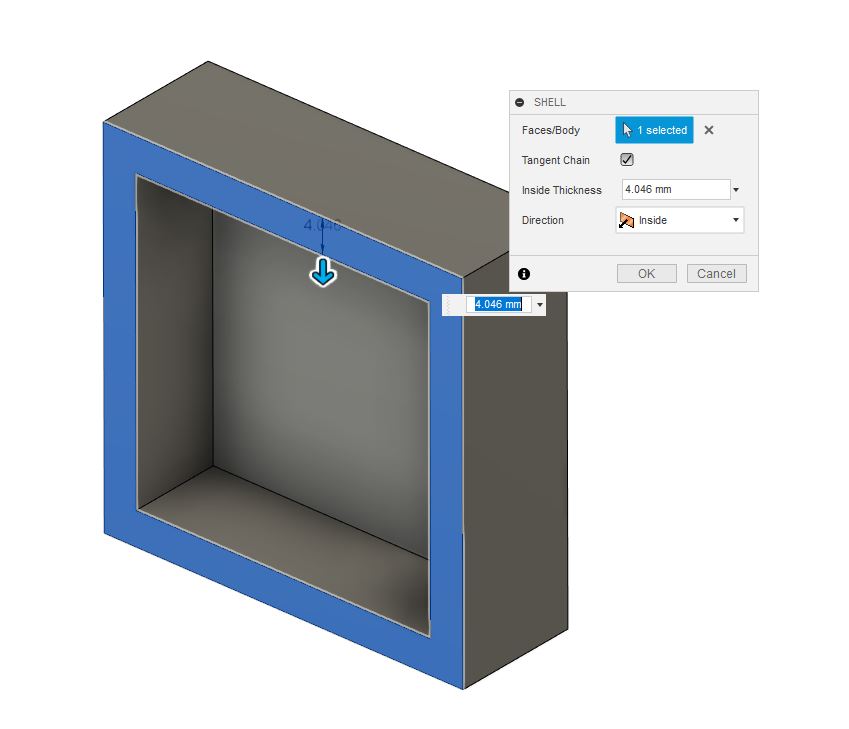 comando fusion 360 shell