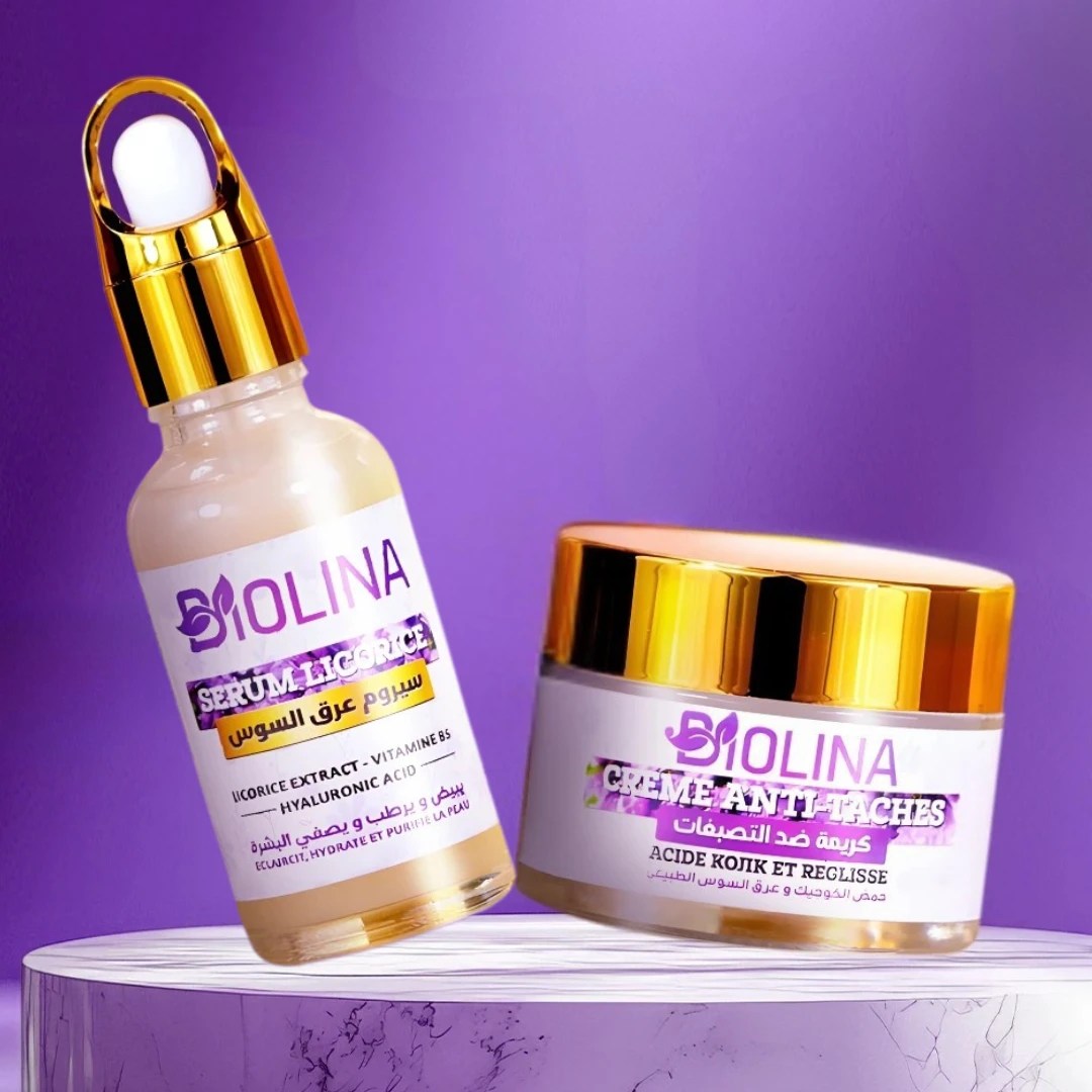 مجموعة بيولينا المتكاملة: سيروم العرقسوس B5 وكريم مضاد للبقع