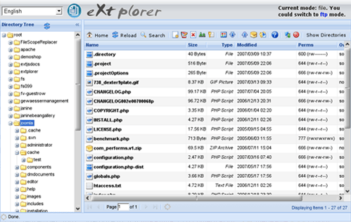 eXtplorer, administrador de archivos online