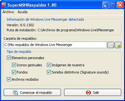 Respalda tus iconos, fondos y sonidos de MSN con SuperMSRespaldos