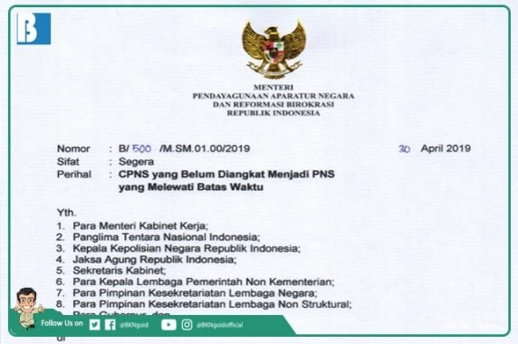 264 cpns tersebut berhak mendapatkan sk pengangkatan cpns menjadi pns setelah mengikuti dan lulus pendidikan dan pelatihan (prajab/latsar) serta . Pengangkatan Menjadi Pns Bagi Cpns Tahun 2017 Atau Tahun Sebelumnya Dilaksanakan Paling Lambat Akhir Tahun 2020 Badan Kepegawaian Negara