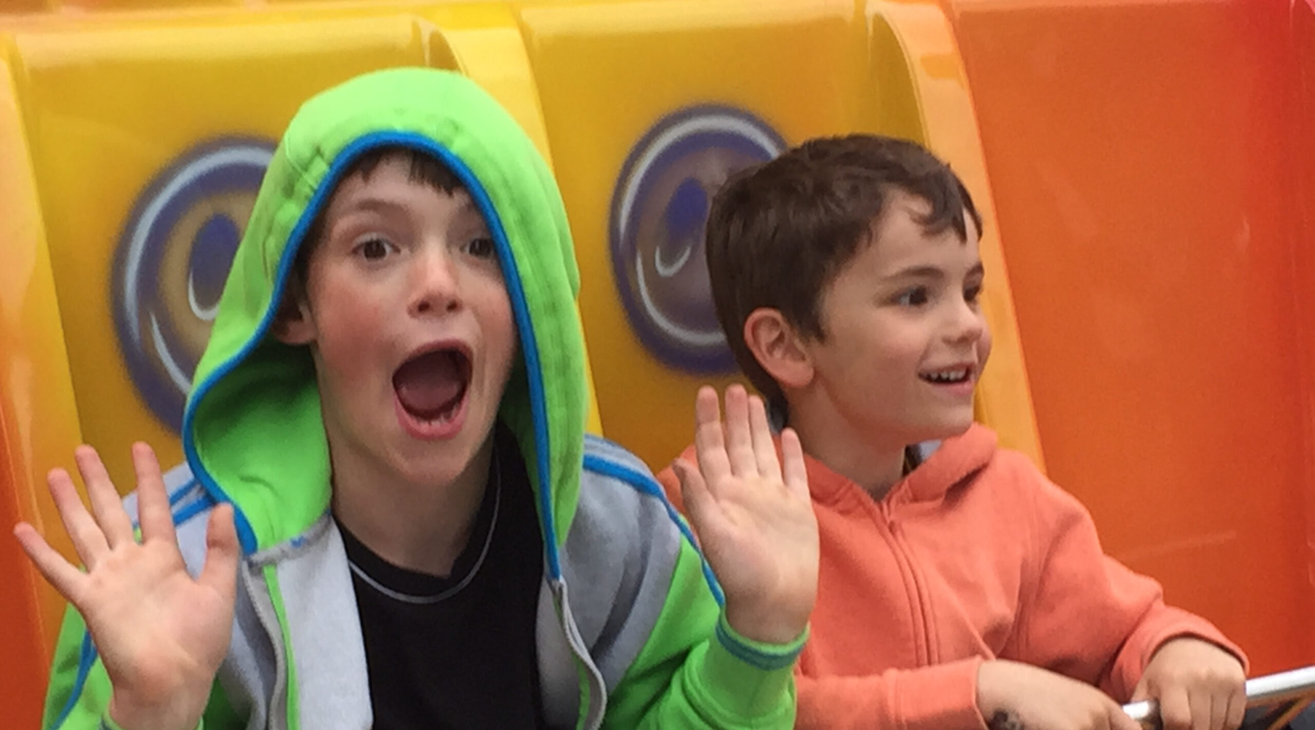Fred and Arthur on fairground ride