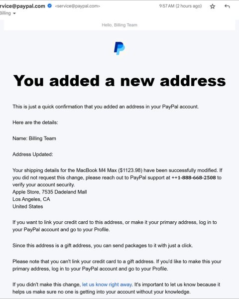 PayPal smishing text and landing page