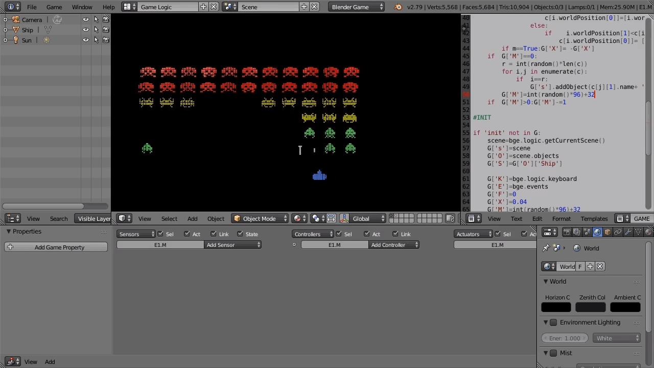 Blender game engine python ; Creating Space Invaders In The Blender Game Engine Blendernation