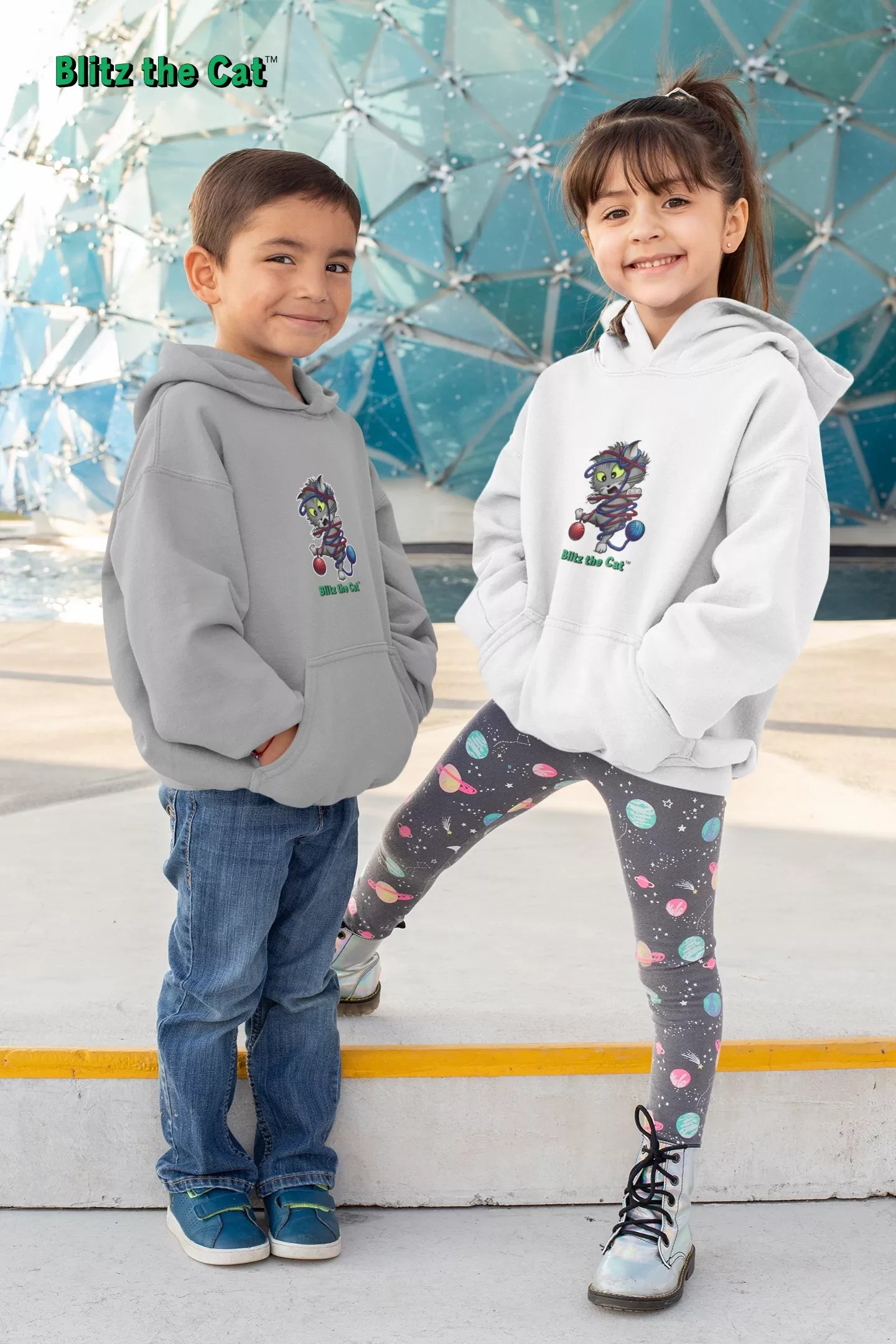 Custom Youth Heavy Blend Tangled Up Blitz the Cat™ Hooded