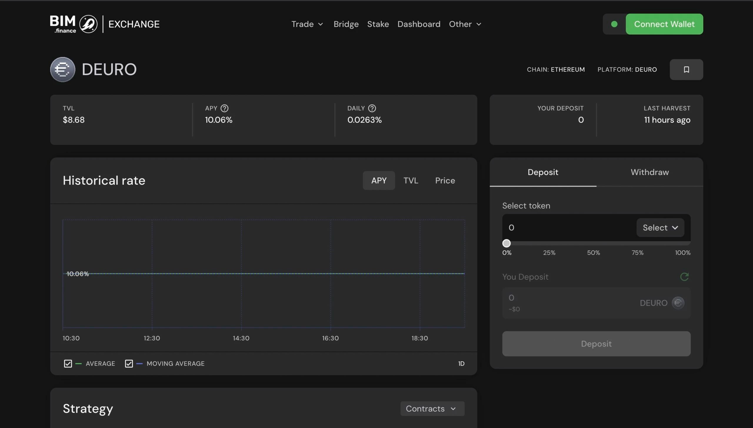 Pool staking dEURO - BIM Exchange