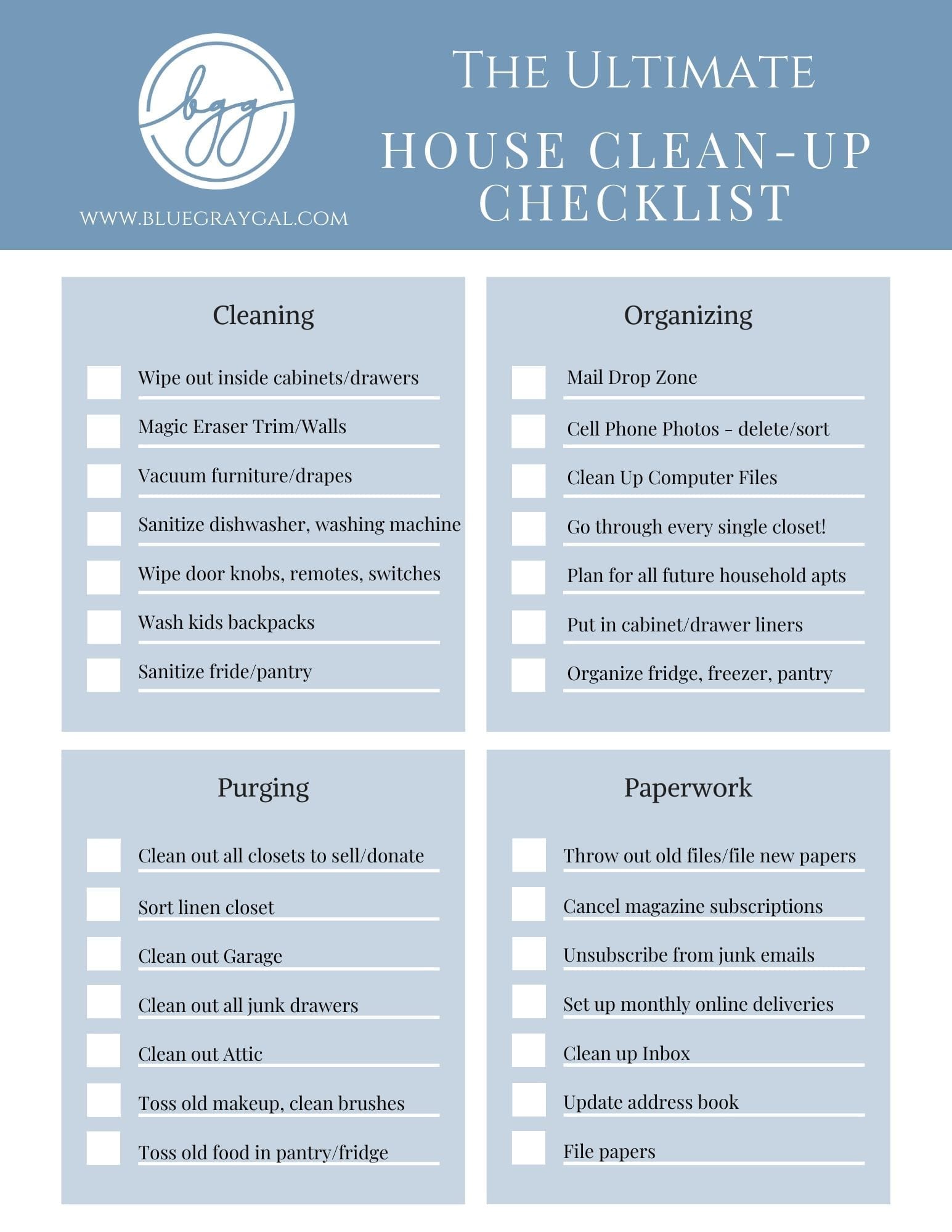 pic Cleaning House Checklist ultimate house cleaning checklist bluegraygal