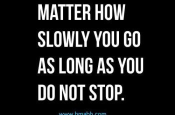 It does not matter how slowly you go as long as you do not stop.