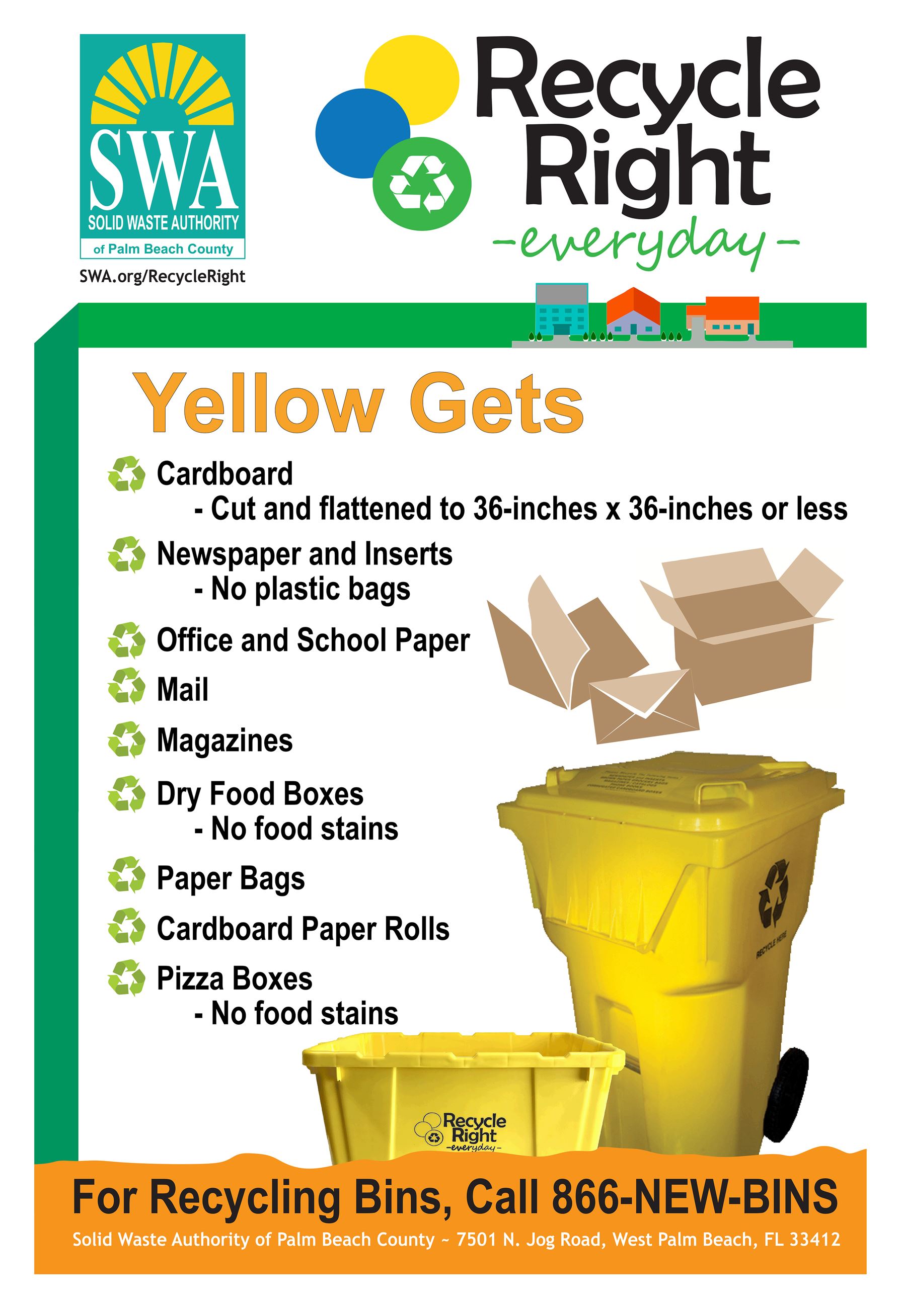 32 Gallon Yellow Wheeled Rectangular Trash Can with Lid, image size:1790x2600