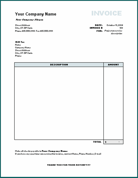 Free Printable Blank Invoice Template Bogiolo
