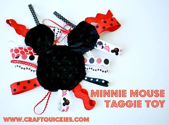 This free pattern and tutorial for a Minnie Mouse Taggies Inspired Toy is a fun and unique baby gift idea.